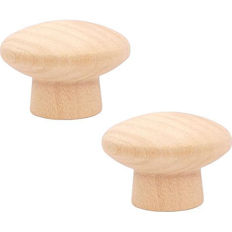 2x bouton bois rond brut naturel poignée avec vis tiroir meuble commode armoire, diamètre 40mm