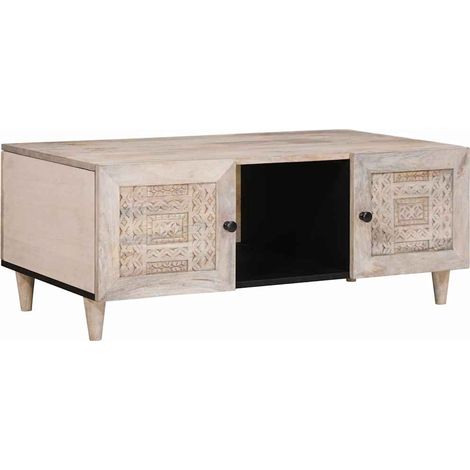 Couchtisch mit Regal Beige 100 x 54 x 40 cm Massivholz Akazie