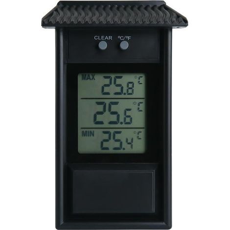 Thermometre Numerique Serre - Max Min Affichage Digital IP45 - Interieur Extérieur - Noir (1/5)