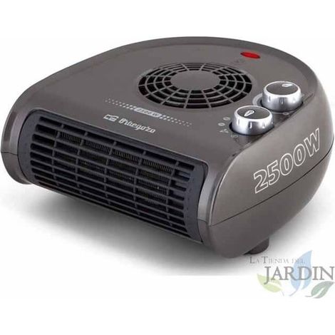 Riscaldatore orizzontale Orbegozo. Due livelli di potenza: 1250W-2500W. Grigio. Selettore rotativo a tre posizioni.