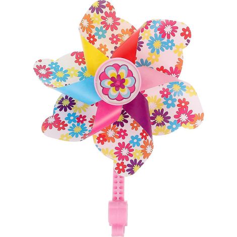 Décoration de guidon de vélo enfant : moulin à vent fleuri (longue tige rose)-22.00X16.00X7.50CM-Pink