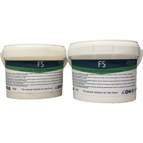 Neusol FS 2 - Activador biológico Producto Tratamiento Fosa séptica Bacterias y enzimas Quita olores Mejora filtración Reduce vaciados Limpia tuberías bajantes Elimina molestias