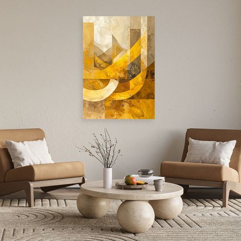 Wandbild Abstrakte geometrische Formen Gelb und Beige 40x60 (1/4)