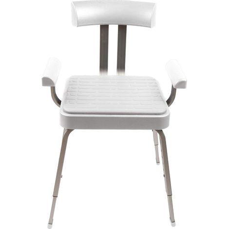 Croydex Serenity Adjustable Shower Chair Stool, Bath Chair Non-Slip Feet, White (1/4)