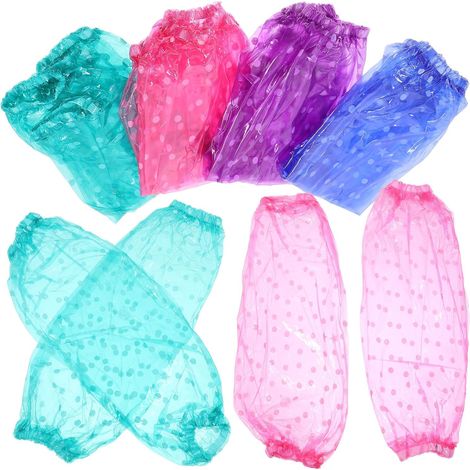 Manchons Imperméables Cuisine en PVC, Résistants à L'Huile Surmanches Longues, Adaptés au Nettoyage et Entretien Domestique Couleur Aléatoire (1/5)