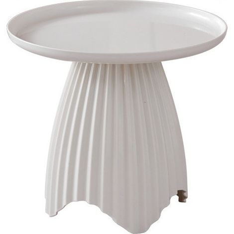 Table d'Appoint Design effet Drapé  Bout de Canapé, Table de Chevet ou Table Basse H 43 cm x D 48 cm  Blanc - Livraison gratuite