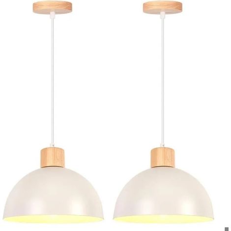 2pcs Suspension Luminaire Moderne 25cm Lampe de Plafond Rétro Abat-jour en Demi - cercle Lustre Industriel pour Salon Chambre (1/5)