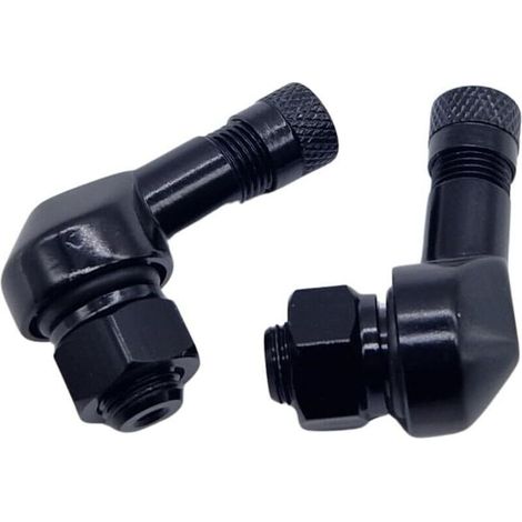 Set di 2 valvole angolari in alluminio Felgenfactory per moto, nere, 8,3 mm (1/4)