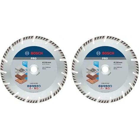 Disque à tronçonner diamanté Bosch PRO Multi Material, 230 x 22,23 mm, 2 pièces (1/2)