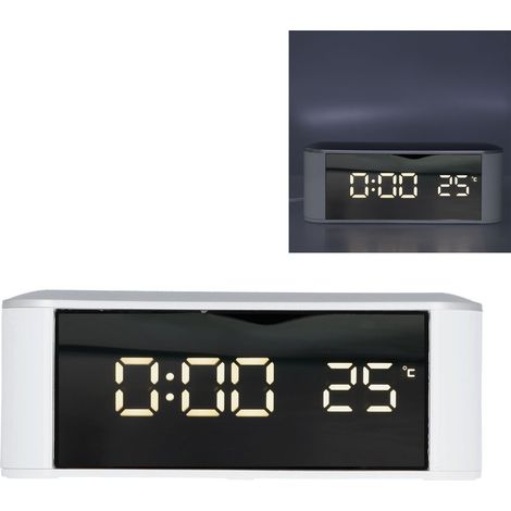 Réveil LED multifonction à écran tactile avec thermomètre et câble USB. (1/5)
