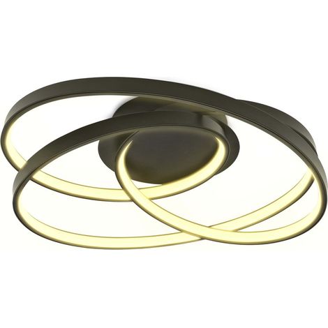 B.K.Licht – Plafonnier LED 35W blanc chaud 3000K – Métal-plastique noir – 4600 lumens – IP20 pour salons et bureaux – Dimensions 390x395x145mm