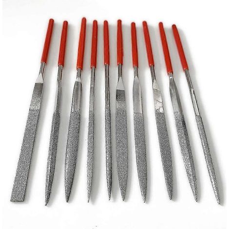 Lot de 10 limes diamantées orthopédiques de 4 mm de diamètre pour le meulage et le travail du bois, idéales pour les tronçonneuses et les scies. (1/4)