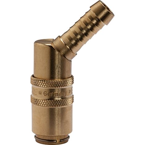 Riegler Temperierkupplung DN 6, Zapfen 9 mm, Absperrventil, Tülle 45° (1/2)