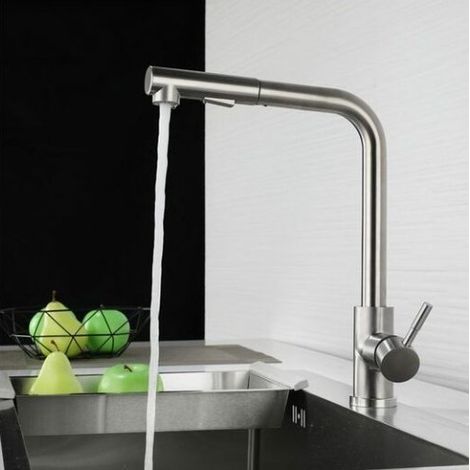 MINKUROW Grifo De Cocina Monomando Para Lavabo, Grifo Mezclador Para Fregadero Con 2 Tipos De Chorros, Grifo Mezclador De Cocina De Alta Presión, Grifo Mezclador Extraíble, Giratorio De 360°, Acero In (1/5)