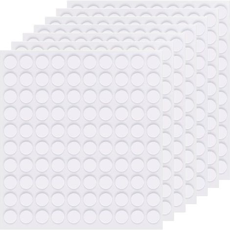 (Weiß) 700 Stück doppelseitige, transparente, runde Klebepunkte, selbstklebend (10 mm), wiederablösbar, vielseitig einsetzbar, spurlos haftend [R233] (1/5)