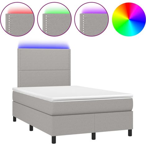 Maison Exclusive - Boxspringbett mit Matratze & LED Hellgrau 120x
