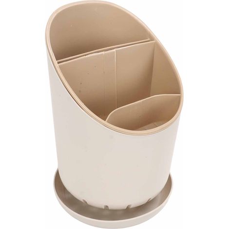 Porte-baguettes et cuillères en plastique, égouttoir créatif pour cuisine, lot de rangement de couverts, style scandinave beige. (1/5)