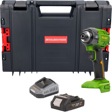 Avvitatore a impatto a batteria Procraft PS22bb 20 V 230 Nm 1/2" Brushless + 1x batteria 2,0 Ah + caricabatteria + valigetta RHINO (1/5)