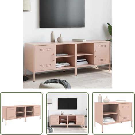 The Living Store Meubles TV 2 pcs rose 68x39x50,5 cm acier - Meuble Tv Industriel - Meuble Tv Rose - Meuble Tv Design - Rangement Tv - Support Tv Mural (1/5)