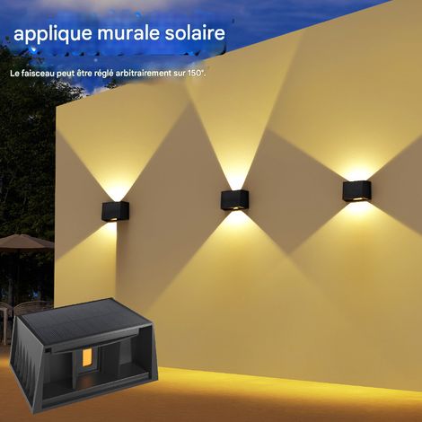 lampe solaire murale double faisceau haut bas rgb etanche sans fil pour exterieur jardin cloture et terrasse (1/4)