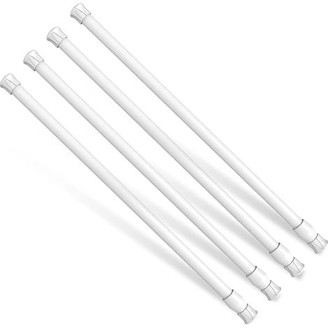 Lot de 4 tringles à rideaux extensibles sans perçage - 40 à 70 mm - Blanc - Pour rideau de bain, séchage des vêtements, verrouillage de sécurité de fenêtre (1/5)