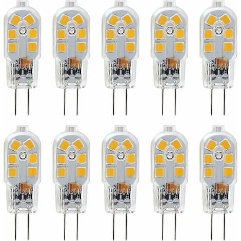 Ampoule LED G4 12V, 2W Equivalent 10W Halogène Lampe, Pas De Scintillement 200LM, Blanc Chaud 3000K, 360° Angle de Faisceau, Non-Dimmable, Pack de 10 (1/5)