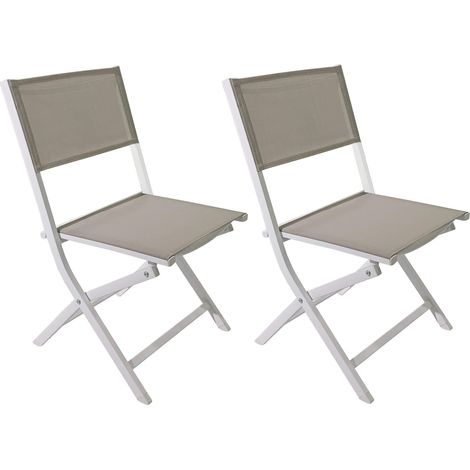 Sedie Pieghevoli Rebecca Mobili Ilomba 84x48x57 Alluminio Poliestere Bianco Beige Moderno SET 2 pezzi Da Montare