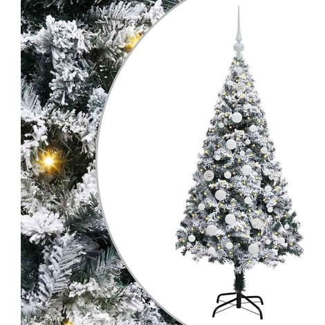 vidaXL Sapin de Noël artificiel Blanc 150 cm PVC, Acier et Plastique (1/5)