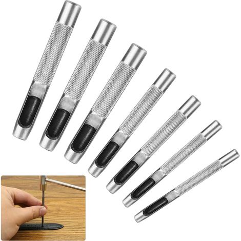 7 Pièces Emporte Piece Cuir,5mm à 11mm Poinçon Creux en Cuir,Poinçon Creux en Acier Rond,Emporte Pièce à Frapper,pour Bande de Montre,Toile,Oeillet,Percer des Matériaux Souples (1/5)