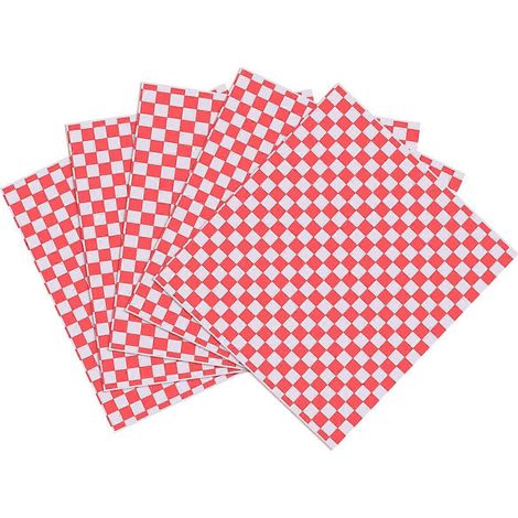 OUNONA 100 feuilles de papier d'emballage à carreaux pour paniers à charcuterie, papier d'emballage alimentaire à carreaux, résistant aux graisses, empêche les taches alimentaires-Red (1/2)