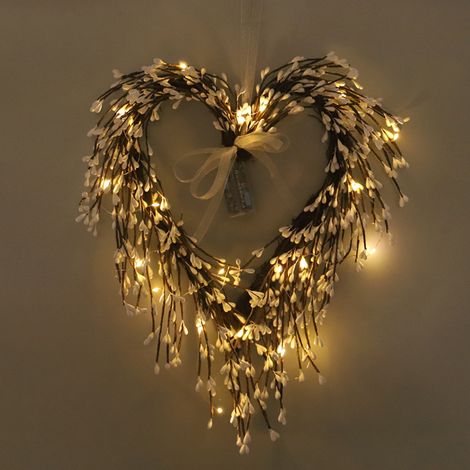 Couronne de Cœur Lumineuse pour la Saint-Valentin - Décoration Murale pour Salon, Escalier ou Porte (1/2)