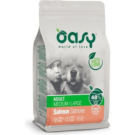 Oasy One Protéines Animales Adulte M/L Saumon 12 kg