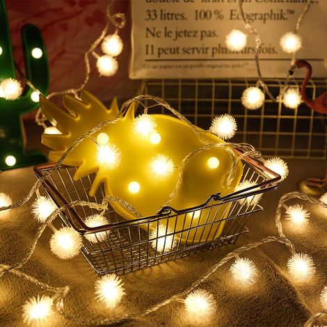 Warmweiße LED-Lichterkette mit Kugelform, Gartendekoration, Weihnachtstag, wasserdichte Schneekugel-Lichterkette für den Außenbereich (2 Modi, 2 Meter, 20 LEDs) (1/5)