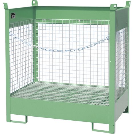 Bauer Fass-Stapelpalette FSP-2 D, Drahtgitterwände, Resedagrün