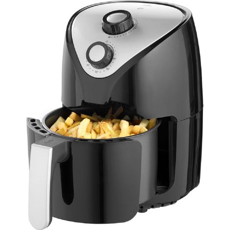 1000W Heißluftfritteuse Airfryer 2,0L Stufenlose Temperaturregelung von 80 bis 200°C Schwarz-Silber