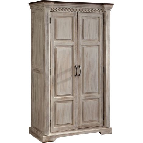 Schrank Mango / Akazie 100x50x180 weiß gewachst CASTLE-ANTIK 239 (1/3)