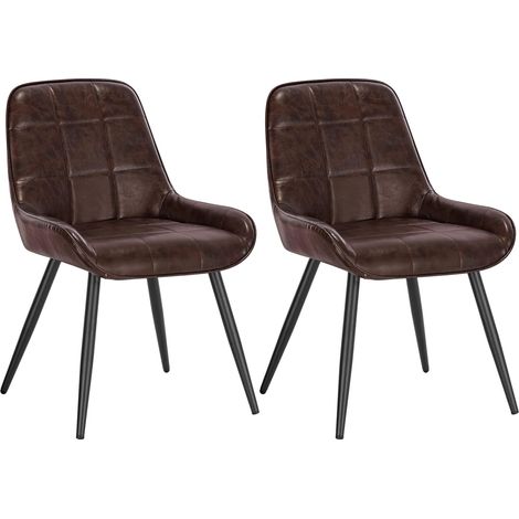 WOLTU 2X Sillas de Comedor Silla Ergonómica con Respaldo Silla de Piel Sintetica en Estructura Metal Sillas para Dormitorio Salón Comedor y Cocina Marrone Oscuro