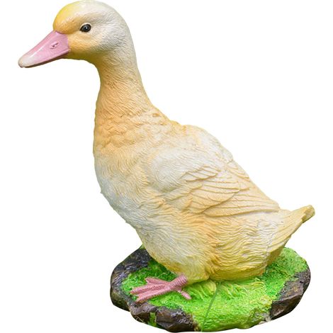 Figura de pato de resina hecha a mano, decoración amarilla para jardín, escultura animal detallada y resistente a la intemperie para césped o patio. (1/5)