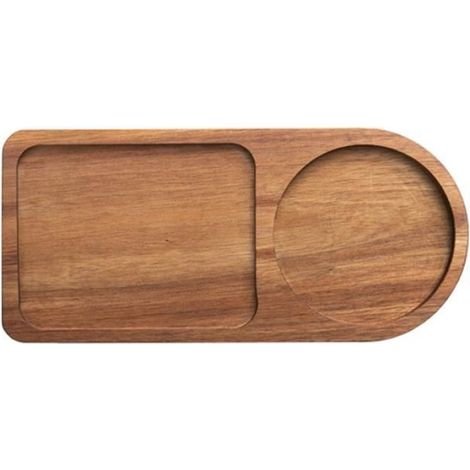 Plateau Bois - Petit-Déjeuner Café Thé - Service Table Décoration Événements - 12,7 x 27,8 cm - Bois Massif - 1 Pièce (1/4)