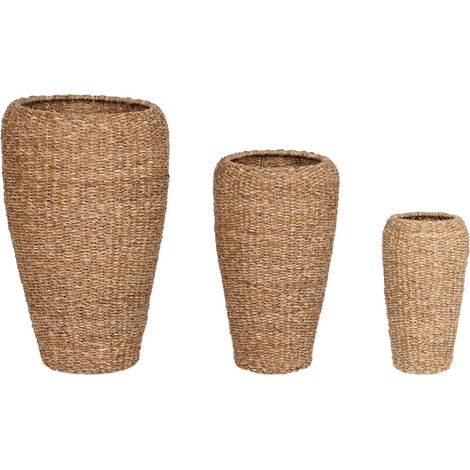 Macetero Set 3 Seagrass Metal 43X43X70 Natural (1/4)
