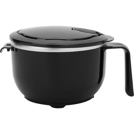 Bol à soupe de nouilles en acier inoxydable noir de 1200 ml avec couvercle, récipient pour aliments et fruits pour la maison (1/5)