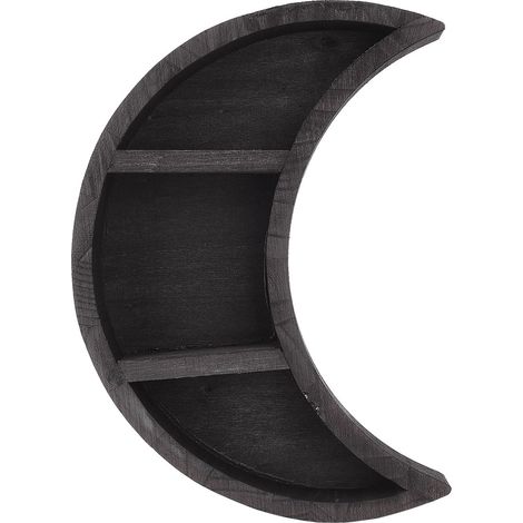 Étagère Luniforme pour Cristaux, Objets Décoratifs - Bois, Finition Noir Mat - 17.8x5.3x24.7cm (1/5)