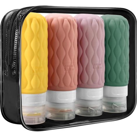 Flacon de voyage en silicone de 100 ml, récipient de voyage pour shampoing, gel douche, nettoyant visage[NX] (1/5)