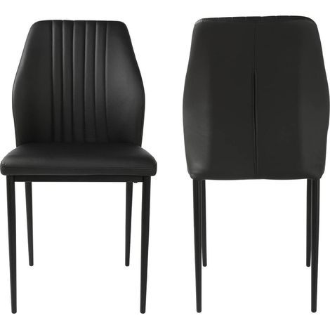 Esszimmerstühle 2er-Set PU-Leder Schwarz mit Metallbeinen (1/5)