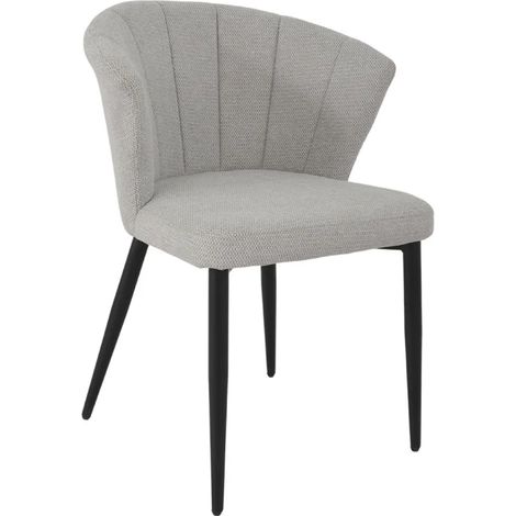 Chaise de repas en tissu gris clair et pieds métal noir – MONTREAL (1/5)