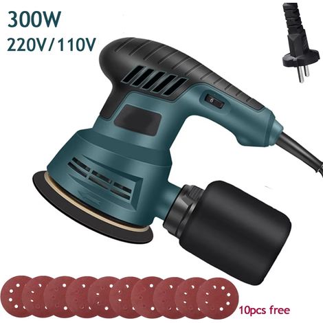 Ponceuse excentrique 300W 125 mm 6 vitesses – avec bac à poussière pour bois et carrosserie