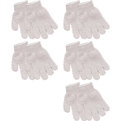Gants exfoliants, lot de 10, pour la douche quotidienne, blancs