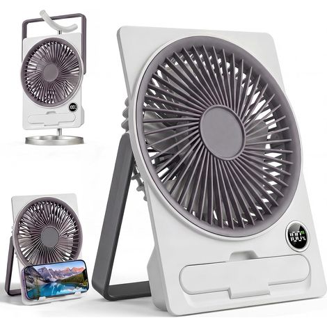 Ventilateur, Mini Ventilateur Portable, USB Ventilateur Silencieux Rechargeable 6 Vitesses, avec Affichage LED, Fan pour Tableau, Bureau, Maison, Chambre à Coucher (1/5)