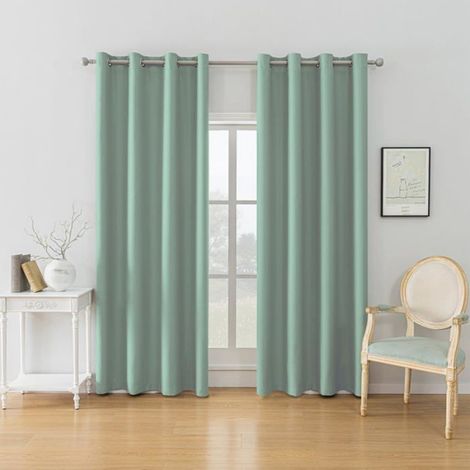 Rideau Occultant Salon Lot De 2, 140×225 CM, Rideaux Occultants Thermique À Oeillets, Vert Matcha (1/5)