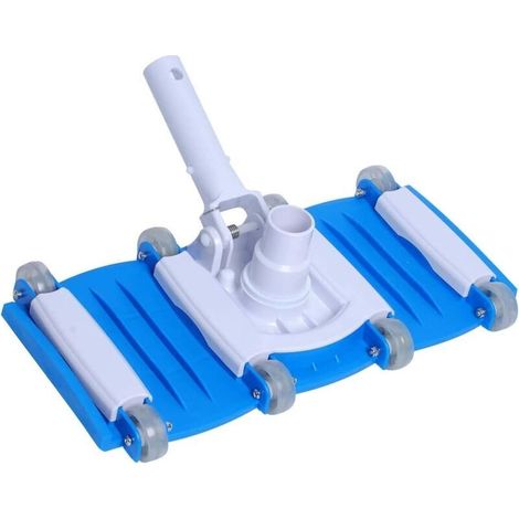 Nettoyeur de Piscine, Tête de Brosse pour Aspirateur de Piscine de 14" avec Roues, Tête D'aspiration de Piscine Flexible Pondérée avec Manche de Poteau pour Piscine Enterrée par Poweka